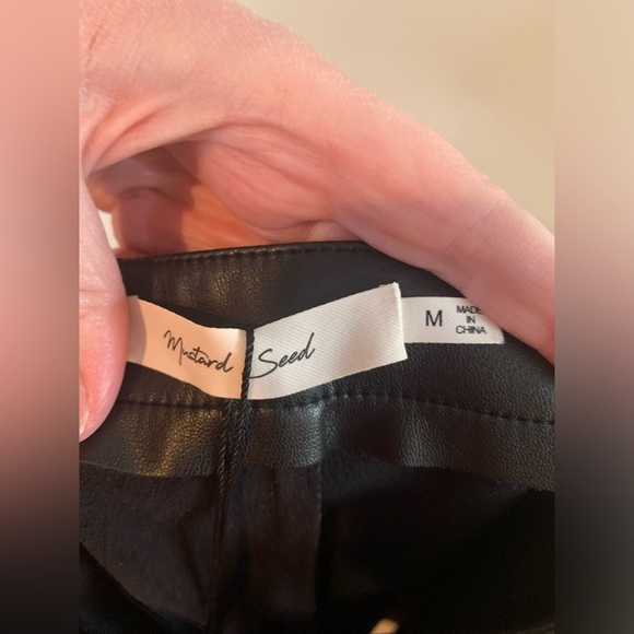 Mustard Seed Black Faux Leather Wide Leg Pants - Picture 6 of 8